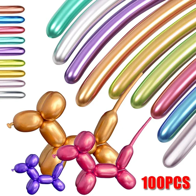 Long Metallic Latex Modeling Balloons