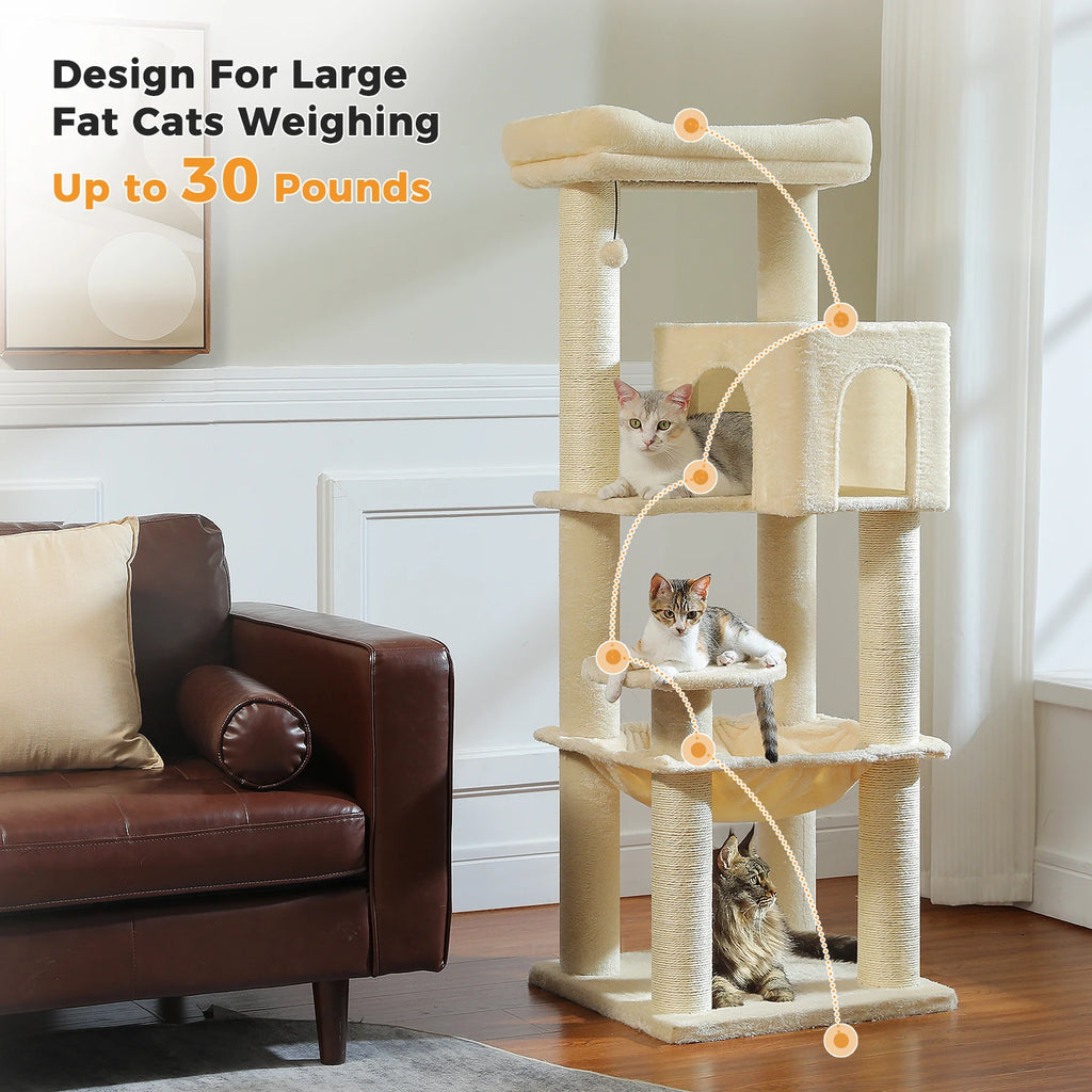147cm Cat Tree with Large Condo & Hammock