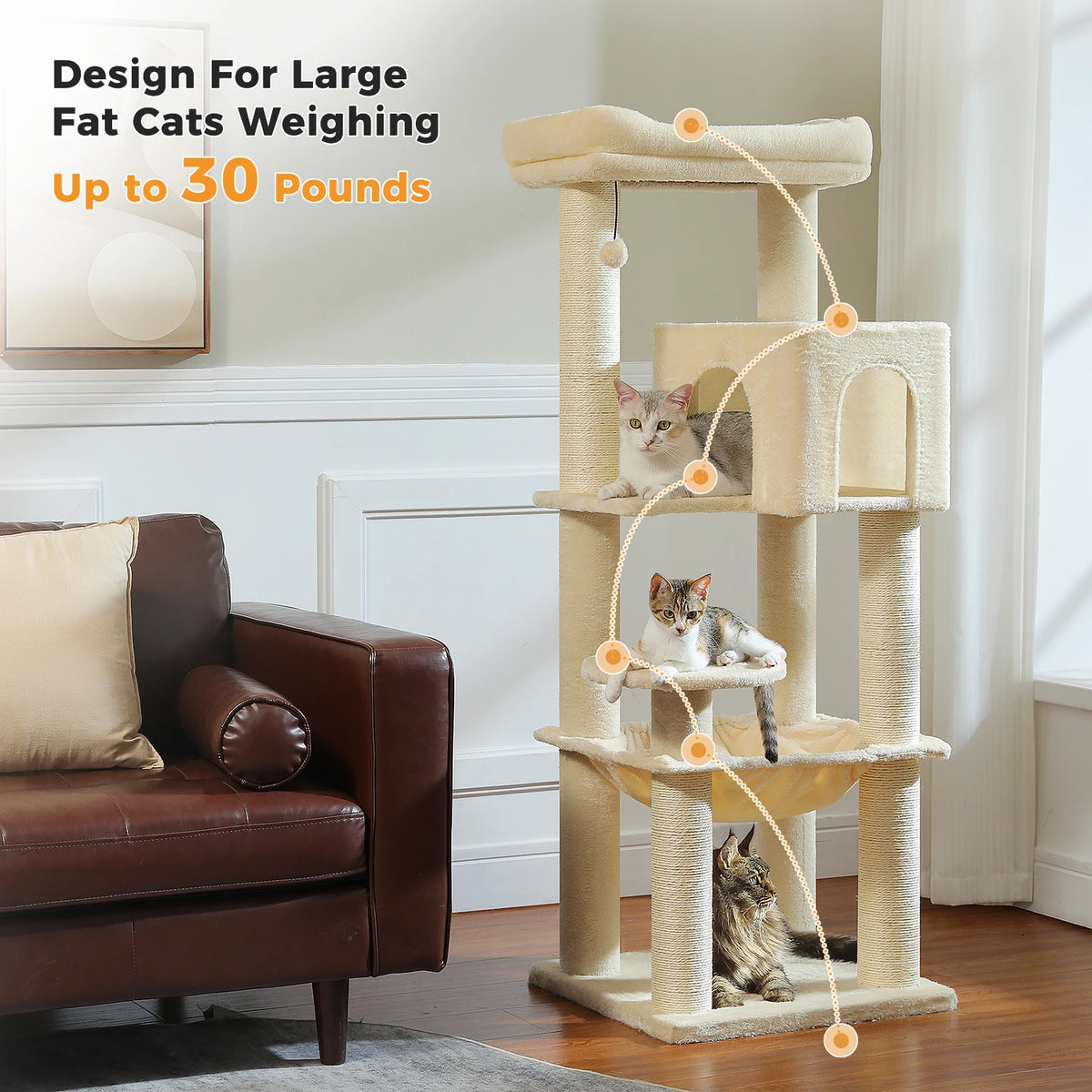 147cm Cat Tree with Large Condo & Hammock
