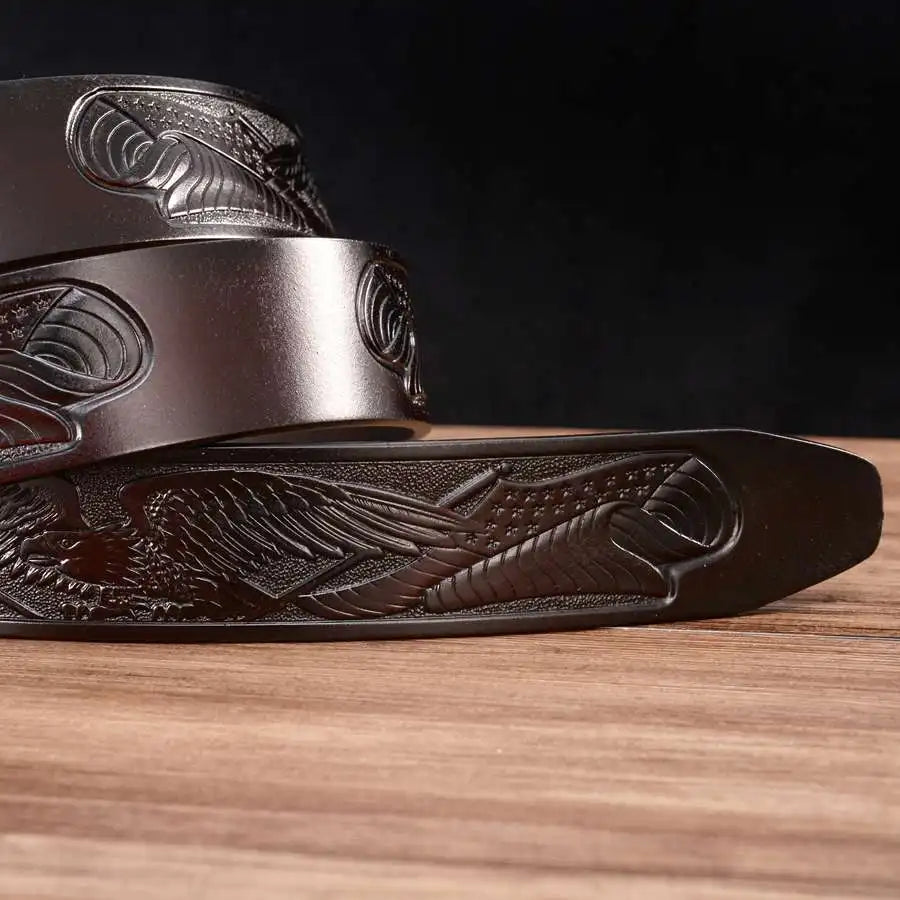 Men's Leather Ratchet Belt with Automatic Buckle