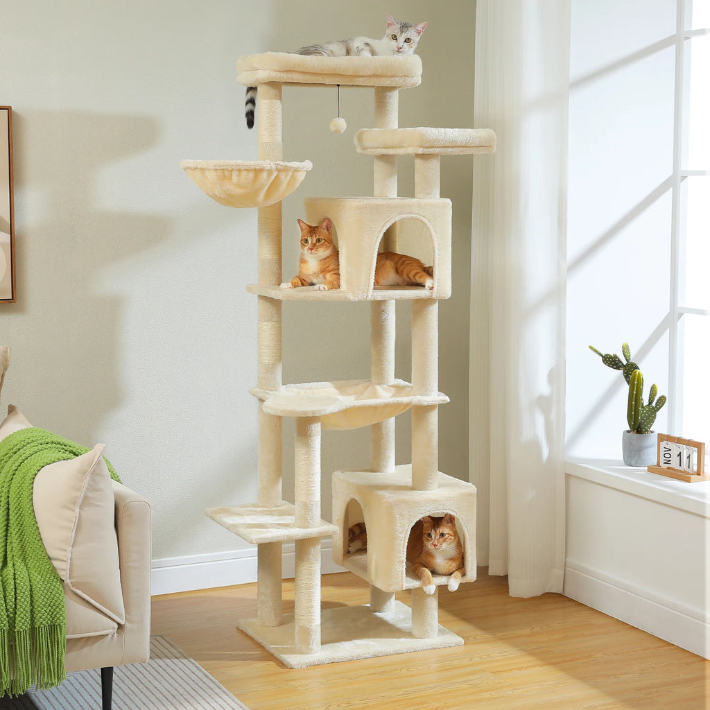 Tall Cat Tree for Indoor Cats Big Cat Tower with Super Large Hammock Cat Climbing Tree with Scratching Posts Condo House Black Whispering Desires Shoppe