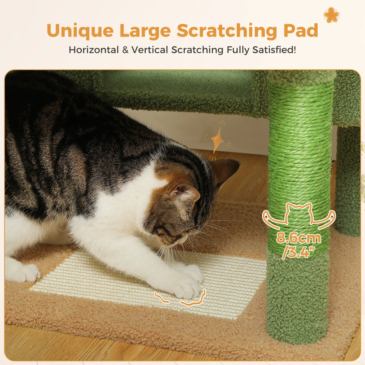184cm Cat Tree with Hammock, Condo & Scratching Posts