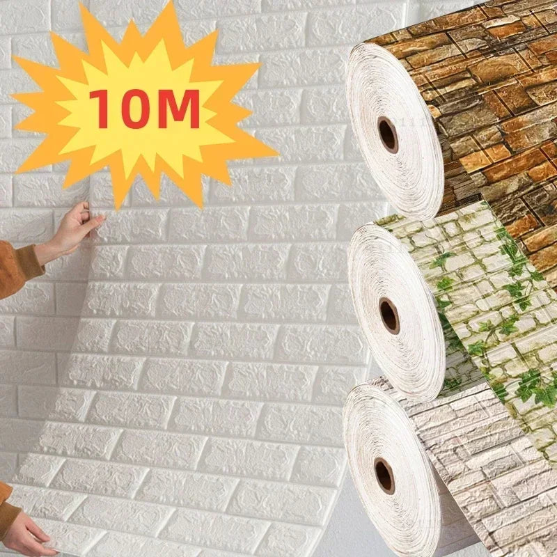 3D Brick-Style Self-Adhesive Wallpaper Roll