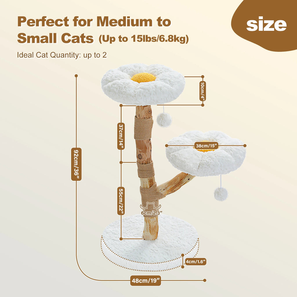 92cm Flower Cat Tree with Two Perches