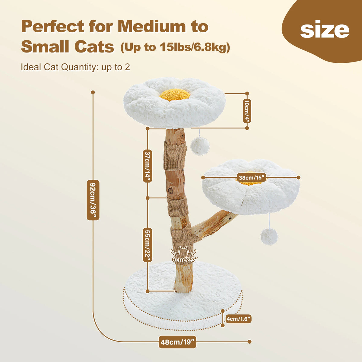 92cm Flower Cat Tree with Two Perches