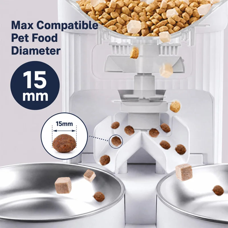 NITYERS 7L Camera Pet Feeder with Double Bowls