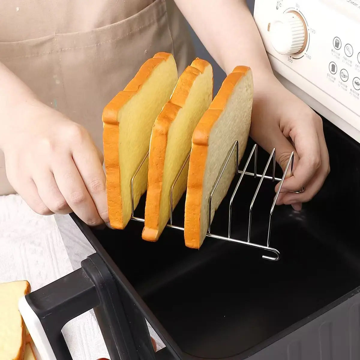 Stainless Steel Toast Rack with Tongs