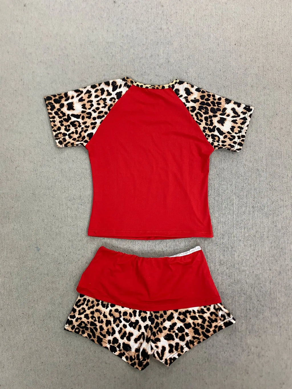 Women's Leopard-Patchwork Tee and Shorts Set