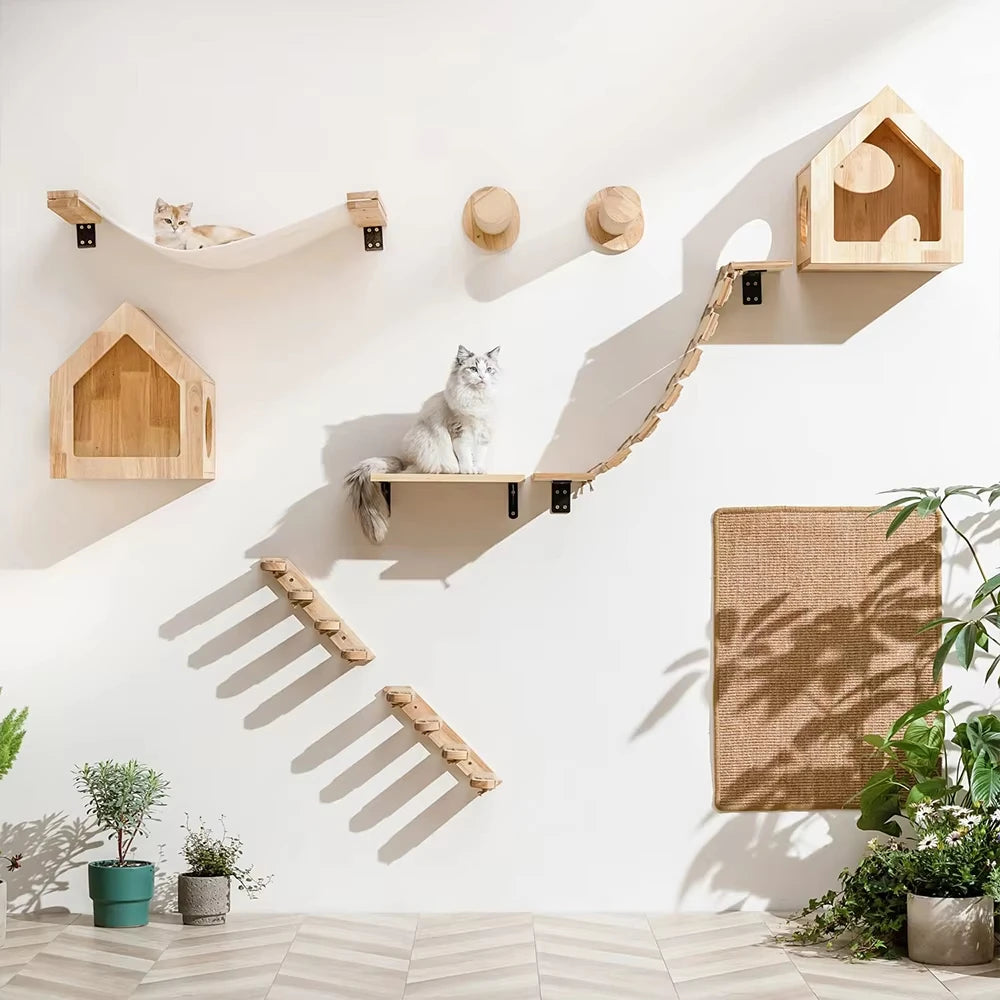 Wall-Mounted Four-Step Cat Climbing Shelf