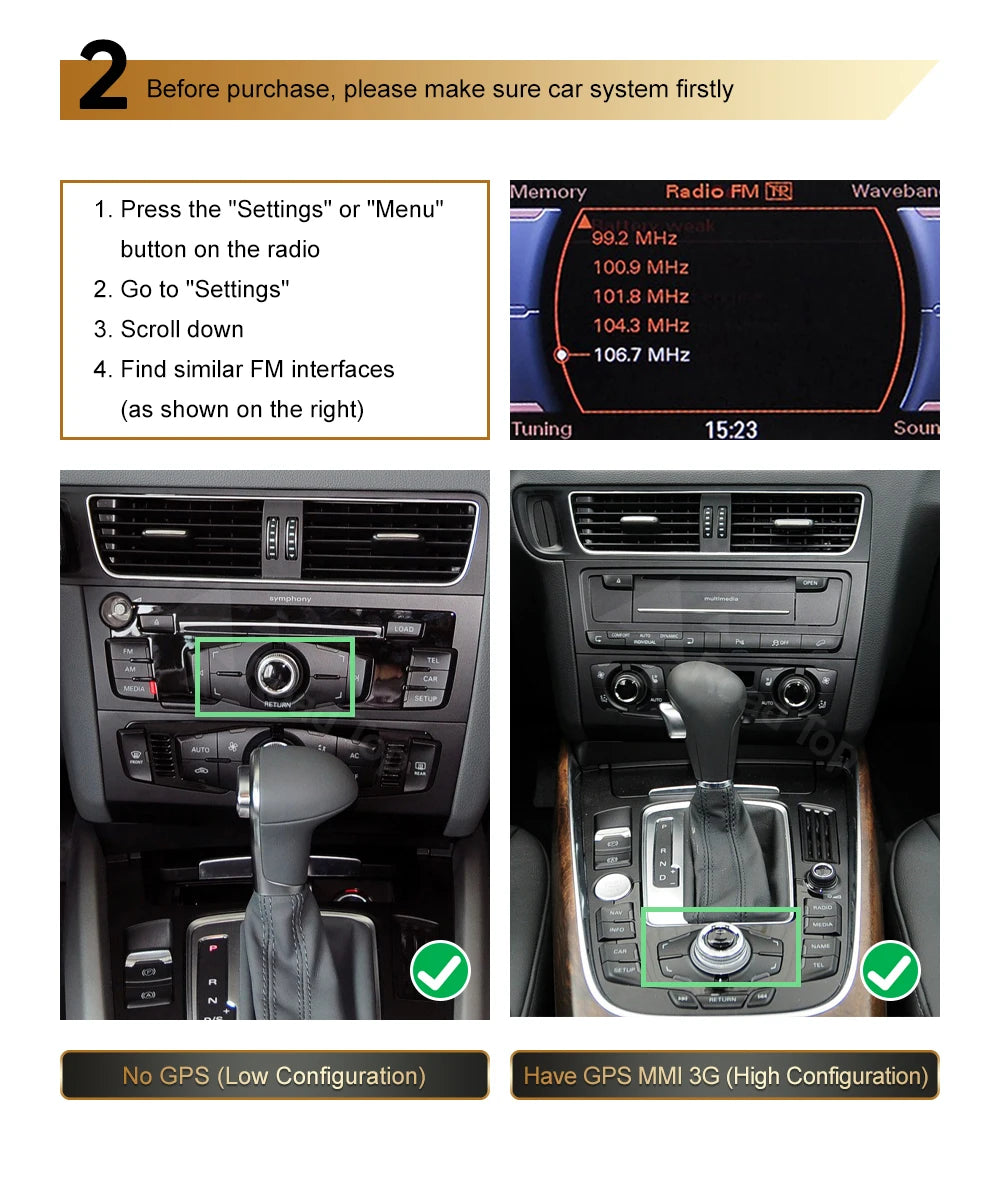 Road Top CarPlay Display for Audi Q5 2009–2017