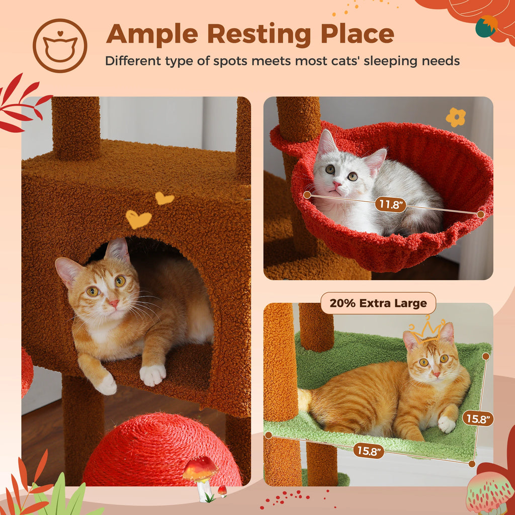 Brown Adjustable Floor-to-Ceiling Cat Tree