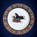 Round Ceramic Dinner Plate with Striped Detail
