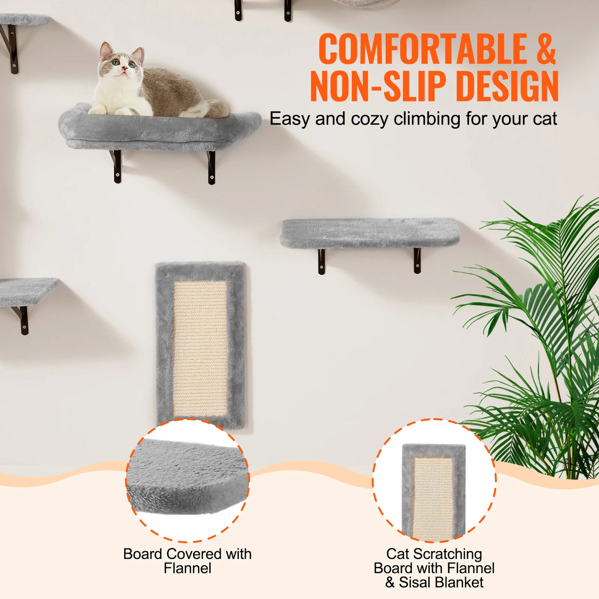 SucceBuy Wall Mounted Cat Shelves Cat Wall Shelves and Perches with Jumping Boards Cat Tree & Cat Grip Cat Furniture and Shelves Whispering Desires Shoppe