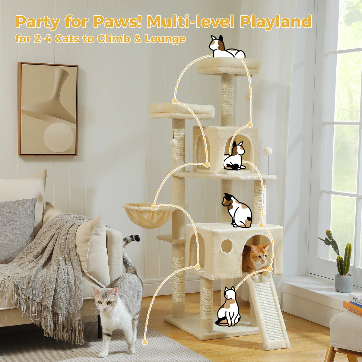 162cm Cat Tree with Sisal Posts & Hammock