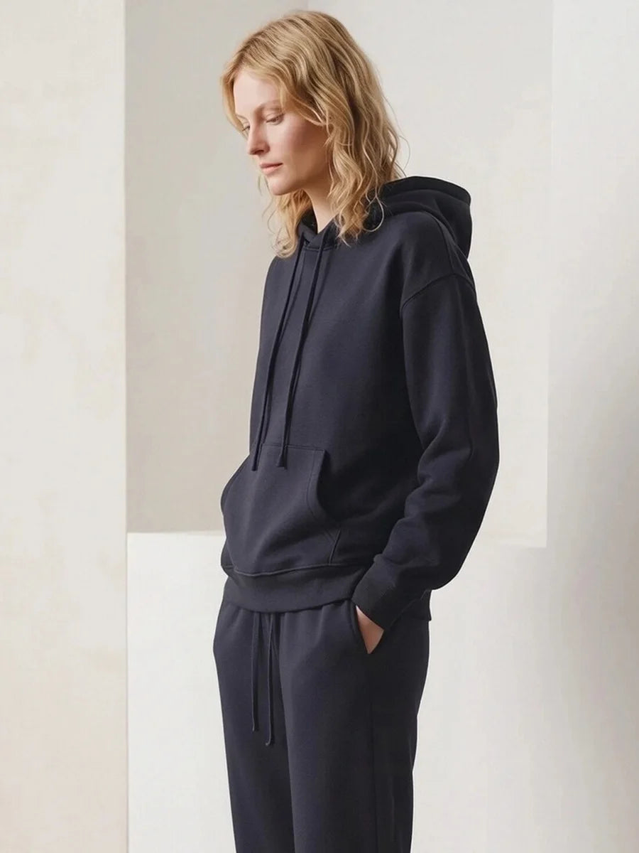 Women's Cotton-Blend Hoodie and Wide-Leg Pants Set