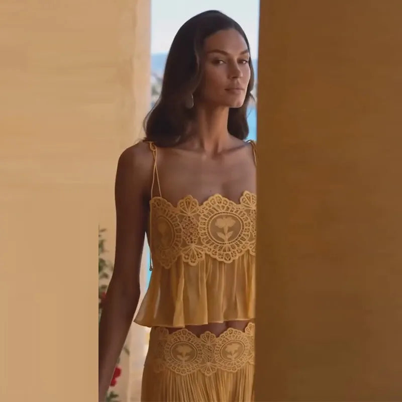 Women's Lace-Look Top and Pants — Top or Set Options