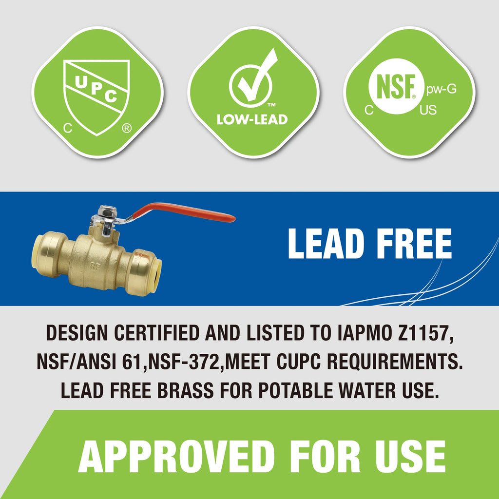 KING SMART 1/2" Push-Fit Full Port Ball Valve