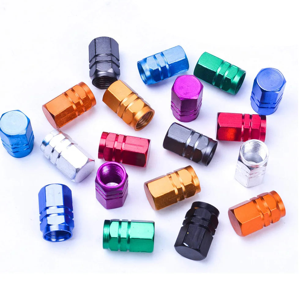 Aluminum Tire Valve Caps with Rubber Seals – Set of 4
