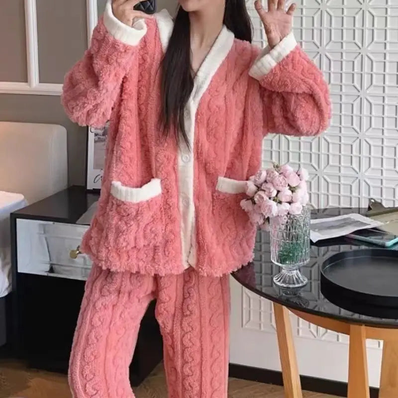 Women's Cotton-Blend Long-Sleeve Pajama Set