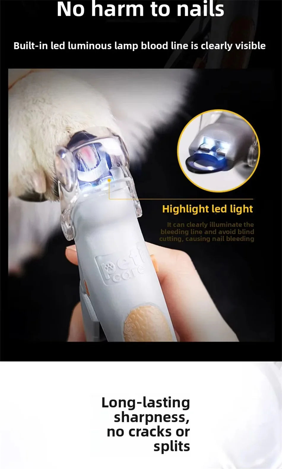 LED Pet Nail Clippers with 5X Magnifier