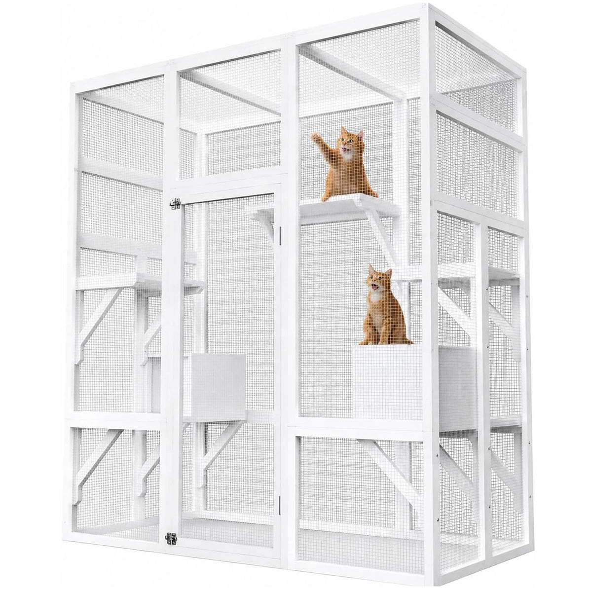 70" Wooden Outdoor Catio with Platforms & Rest Boxes