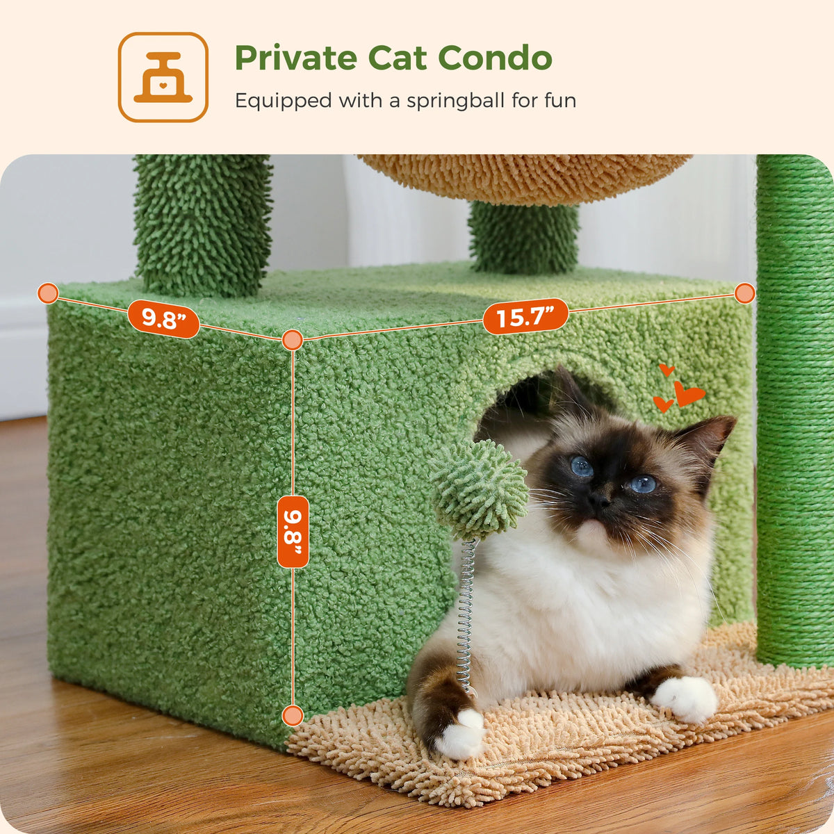 83cm Cactus Cat Tree with Condo & Hammock
