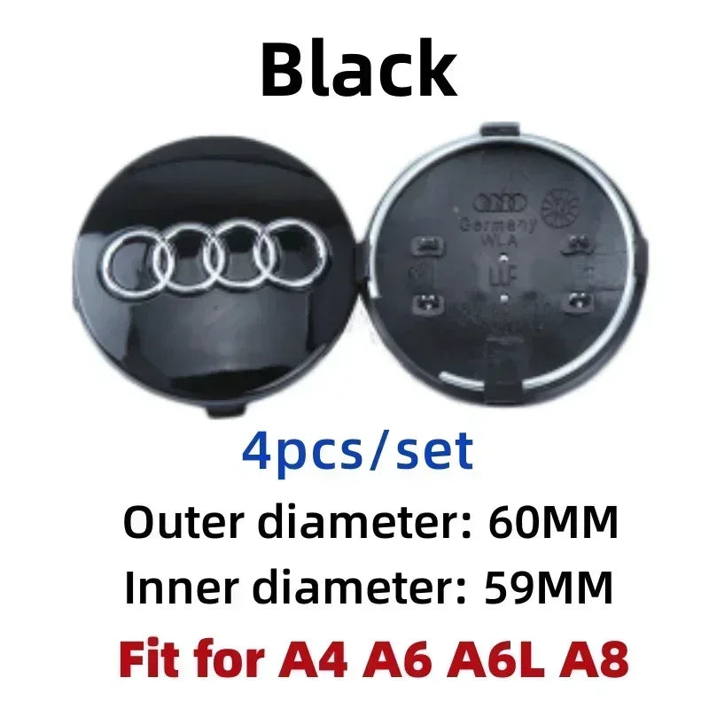 Replacement Wheel Center Caps – Set of 4, 60–77 mm Options
