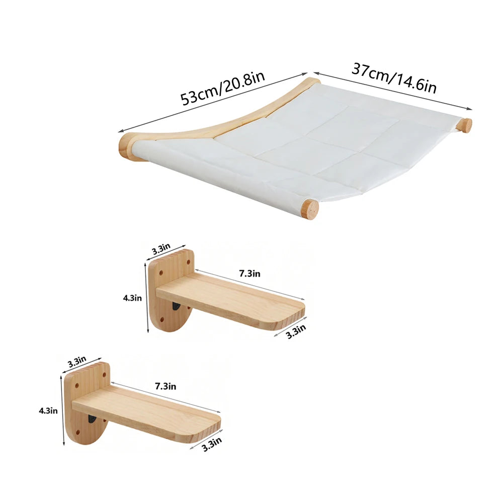 Wall-Mounted Cat Hammock & Climbing Shelf Set