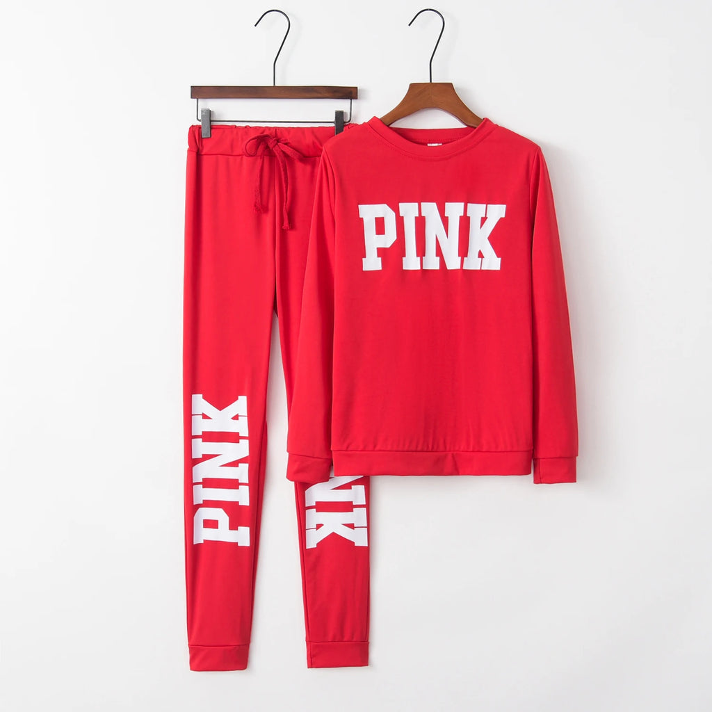 Women's Letter-Print Two-Piece Active-Casual Outfit