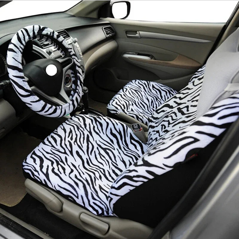 Short-Plush Animal-Print Seat Covers – 12-Piece Set