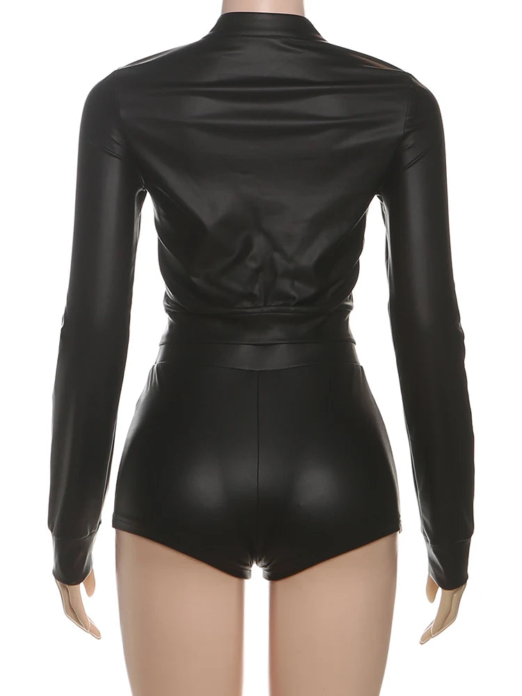 Women's Stand-Collar Jacket and Bike Shorts Set