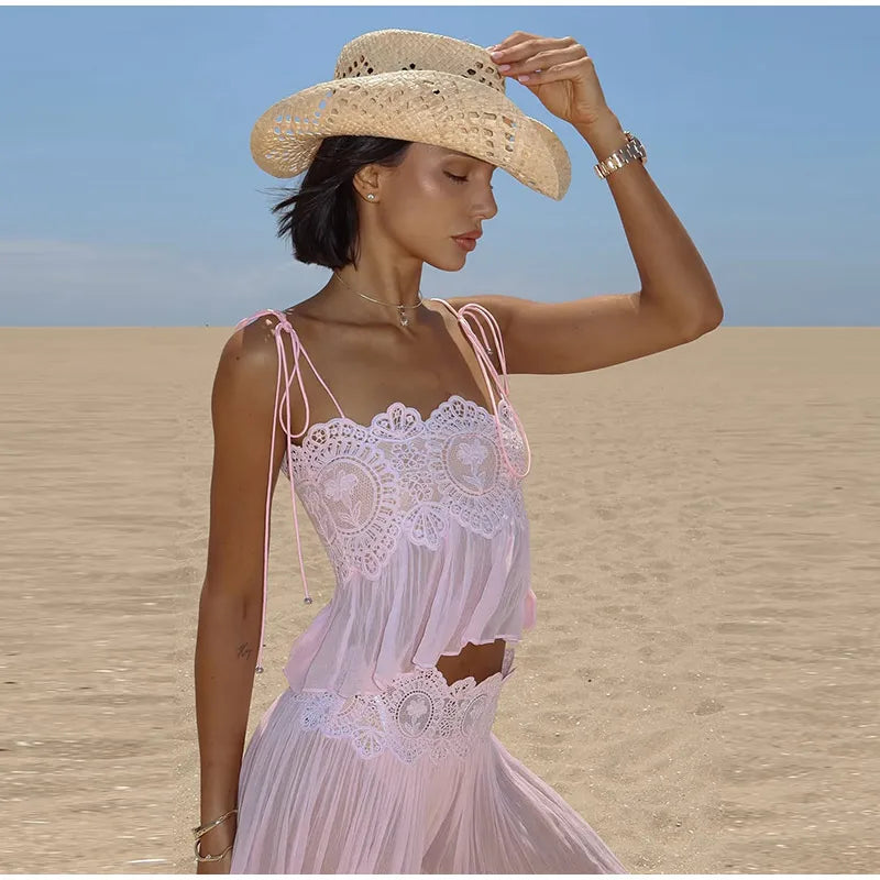 Women's Lace-Look Top and Pants — Top or Set Options
