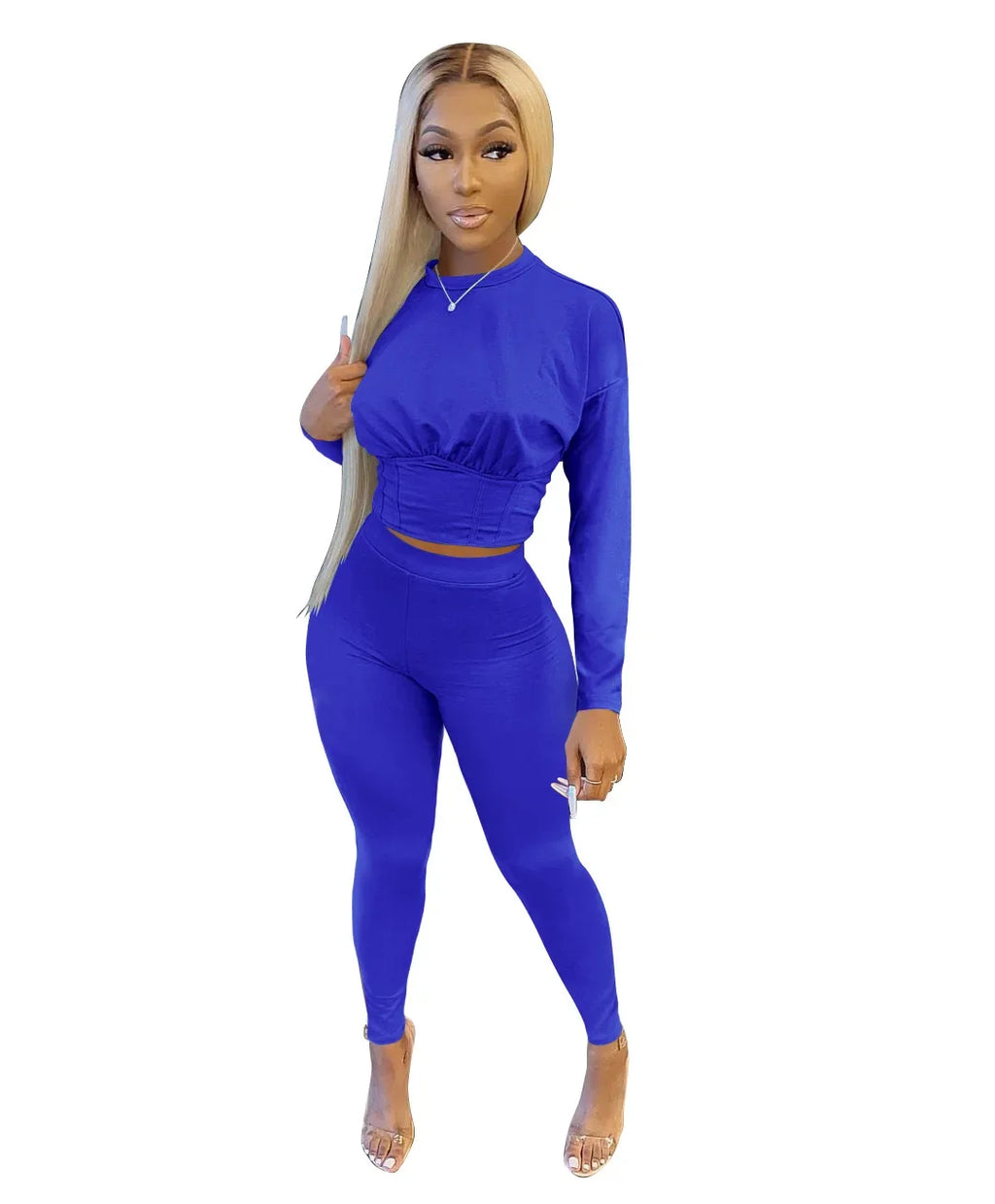 Women's Solid-Color Two-Piece Casual Outfit