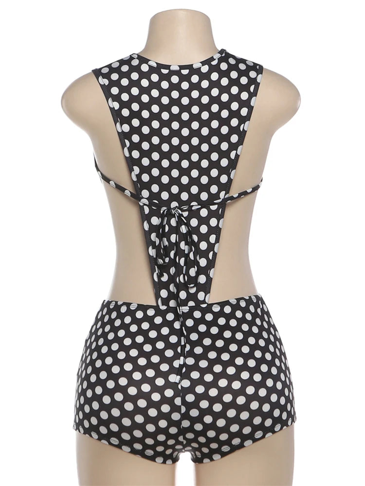 Women's Polka-Dot Bodysuit and Shorts Set