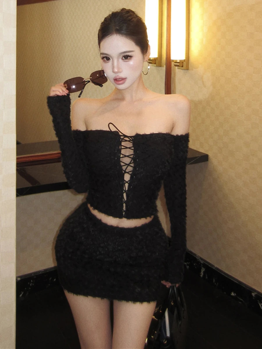 Cross-Strap Knit Top & Mini Skirt Separates