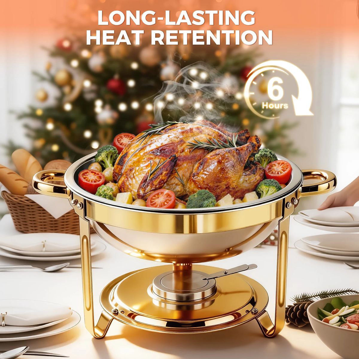 Round Stainless Steel Chafing Dishes — Assorted Packs