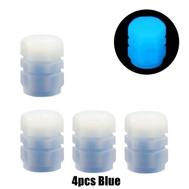 Glow-in-the-Dark Tire Valve Caps – Set of 4