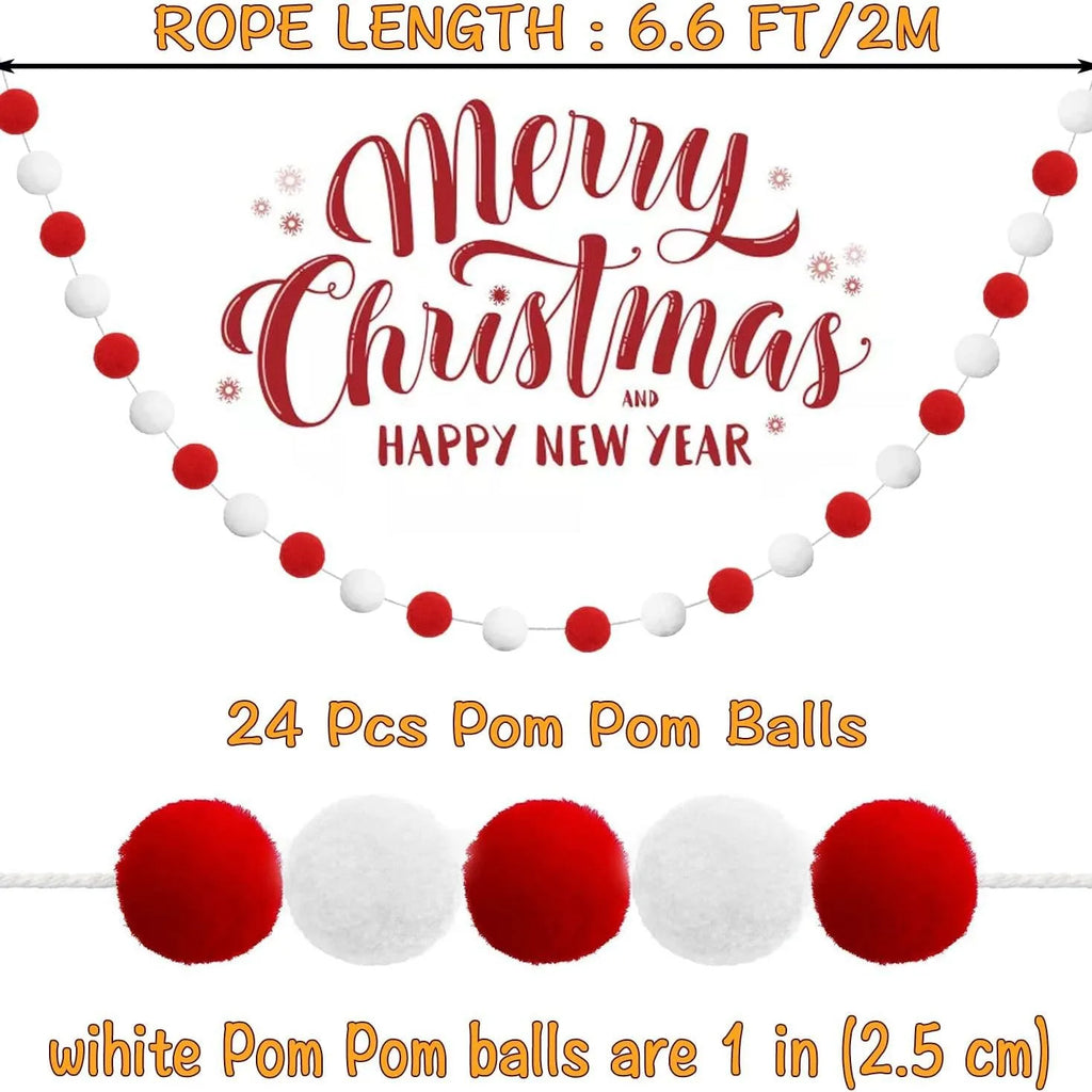 Christmas Pompom Ball Garland, 1 or 3 Pieces