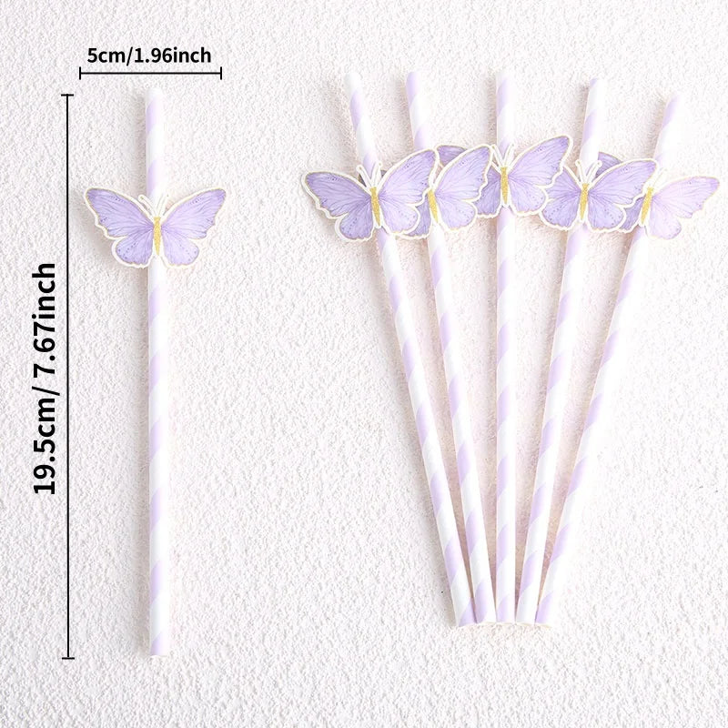 Butterfly Paper Party Straws, 6/12/24 Pack