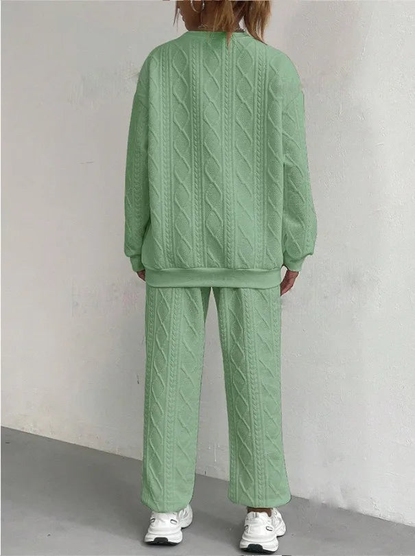 Women's Knit-Look Long-Sleeve Top and Pants Set