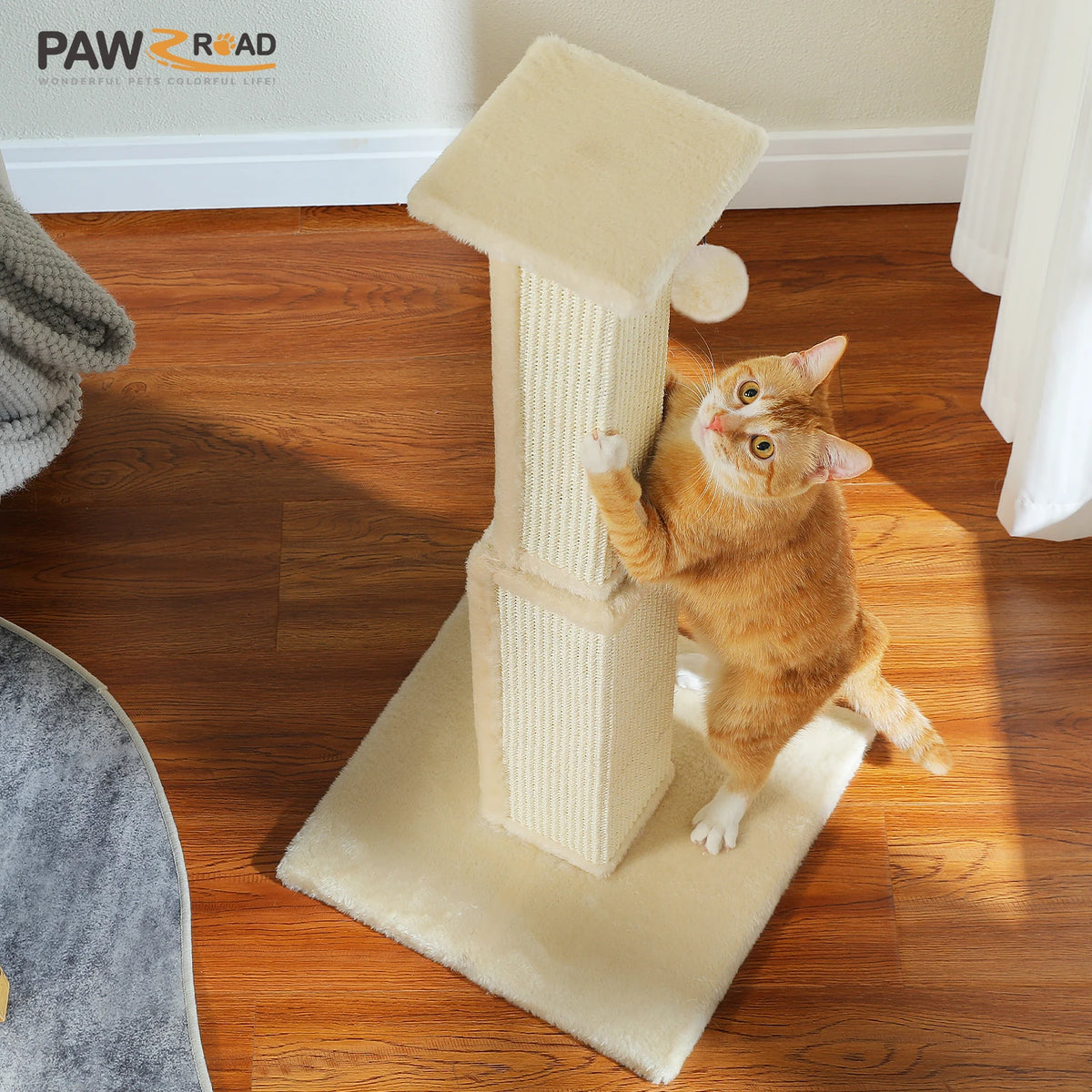 Tall Sisal Cat Scratching Post with Dangling Ball