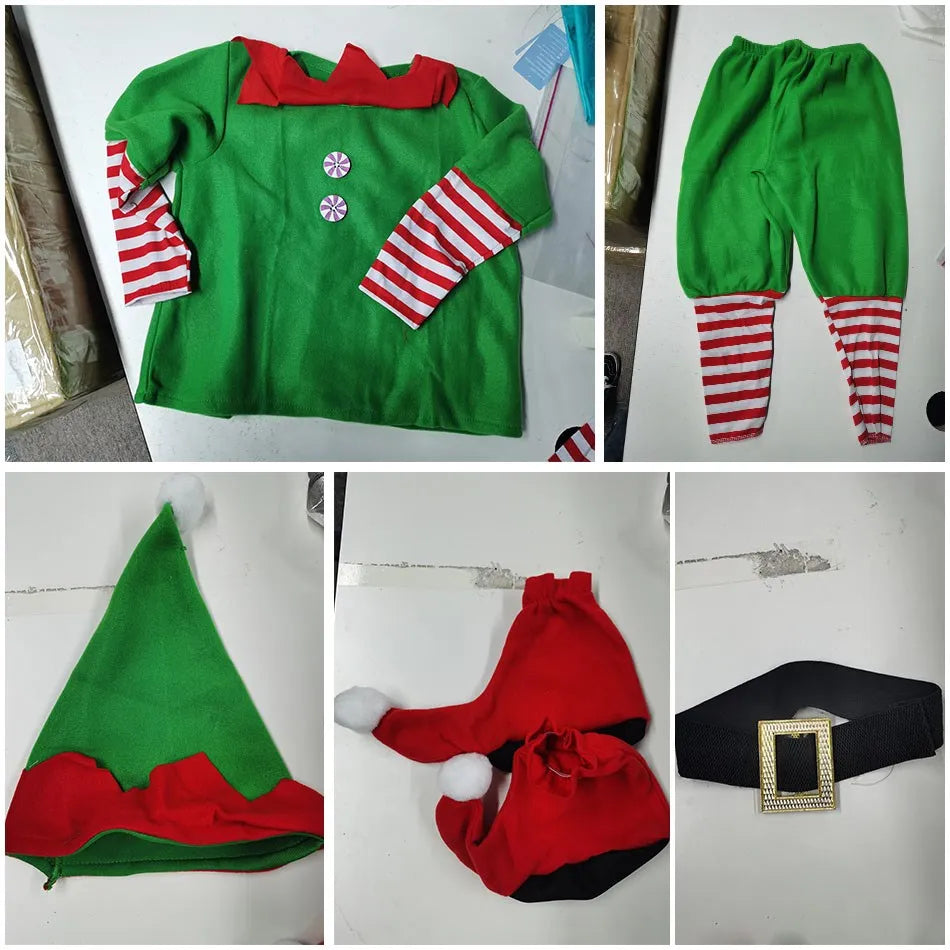 Kids Adult Christmas Clothing Set Kids Tops Pants Hat Belt Children Xmas Clothes Baby Boy Girl Birthday Outfit Elves Costume Whispering Desires Shoppe