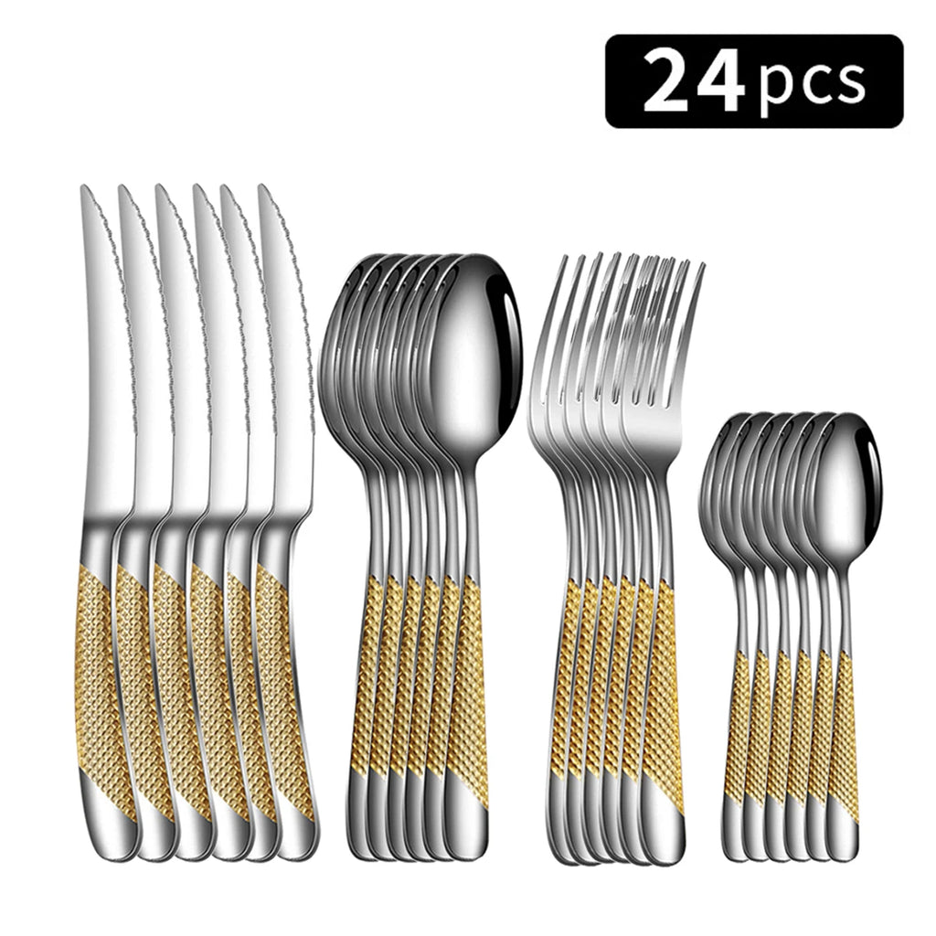 Star Diamond Stainless Steel Flatware — 24 Pieces