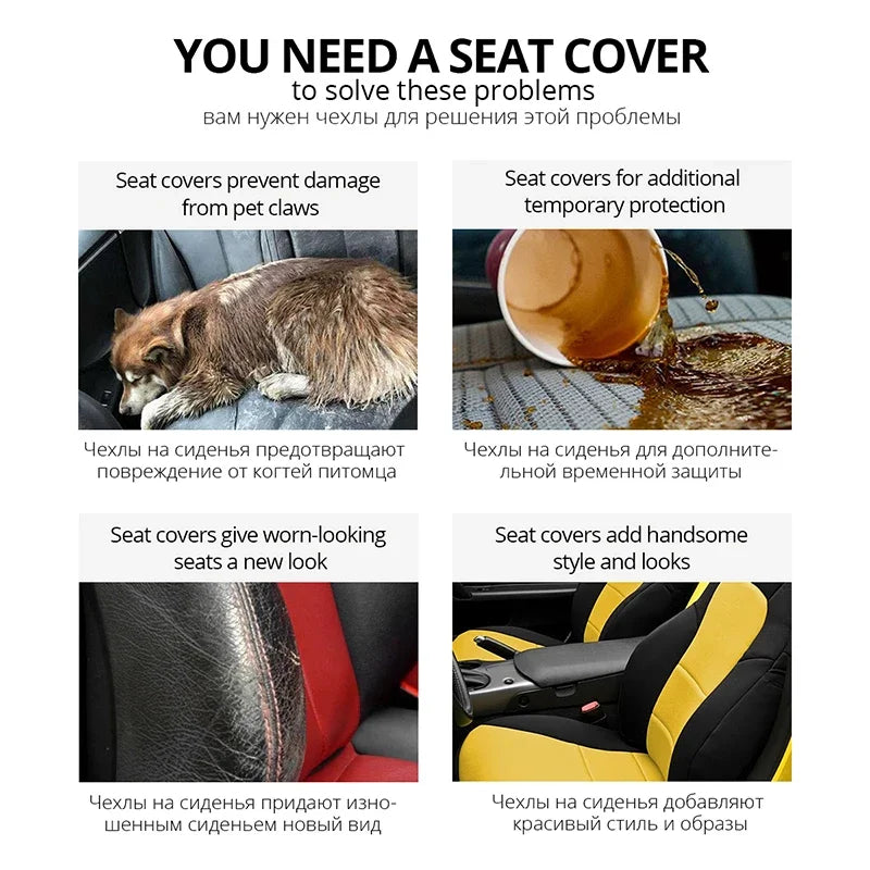 AUTOYOUTH Tire-Track Seat Covers – 9-Piece Set