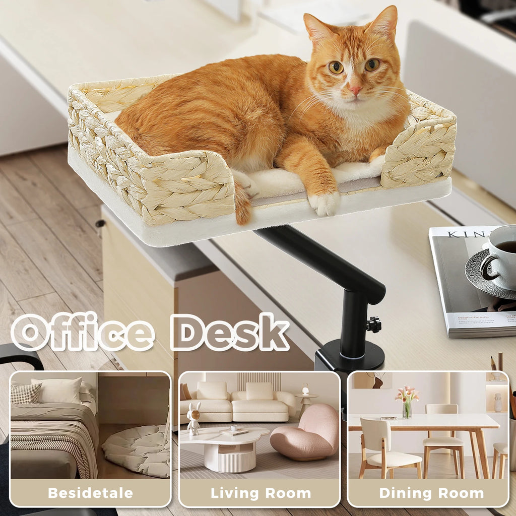 360° Rotating Desk-Mounted Cat Bed