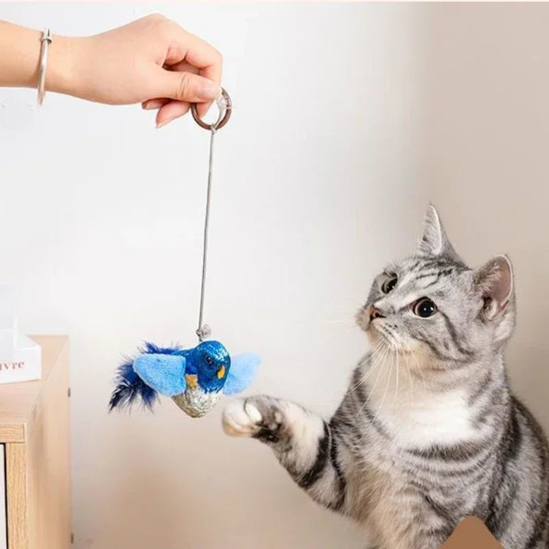 Wall-Mounted Sound-Activated Plush Bird Cat Toy