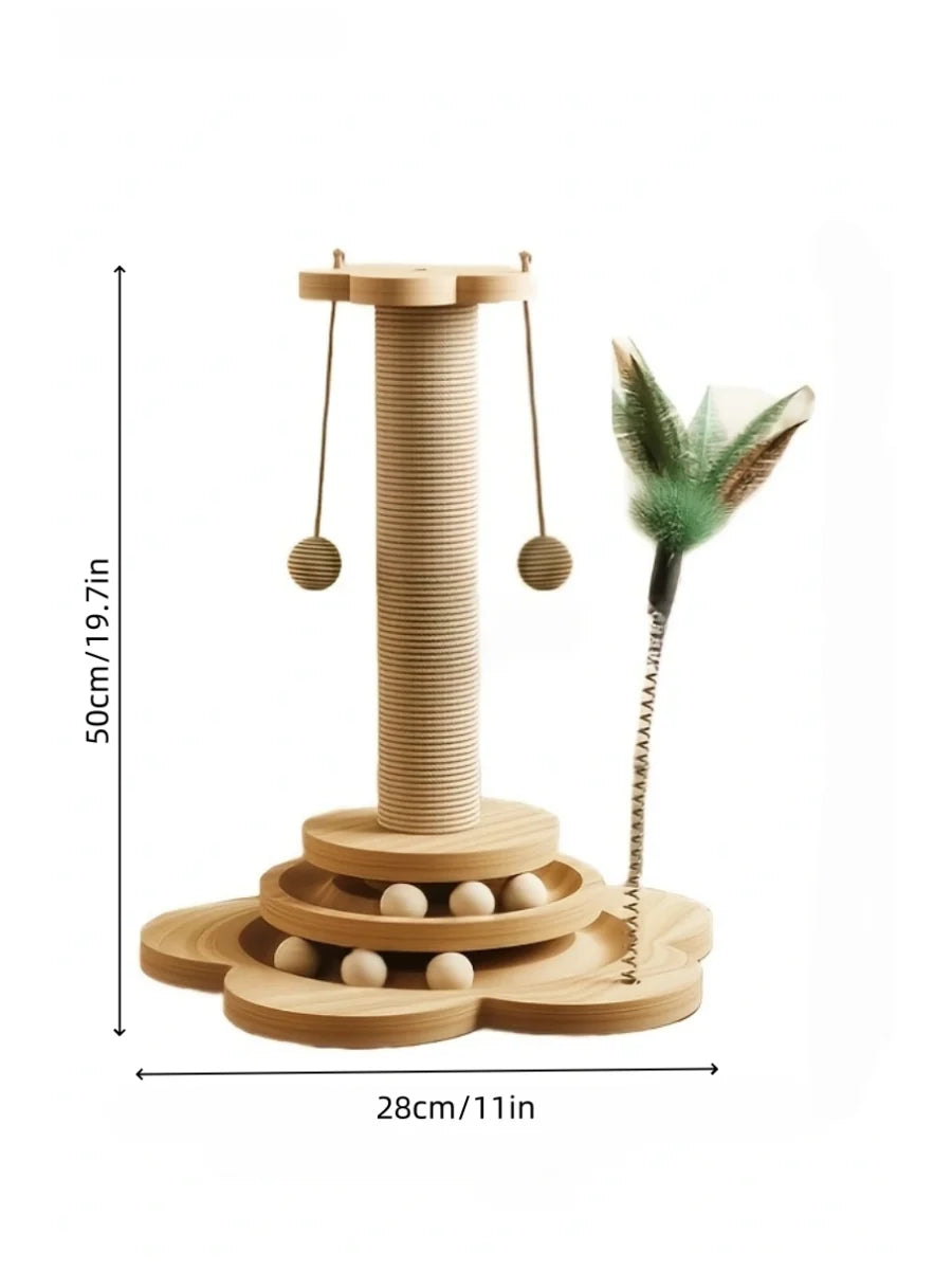 Wooden Cat Scratching Board with Rotating Platform