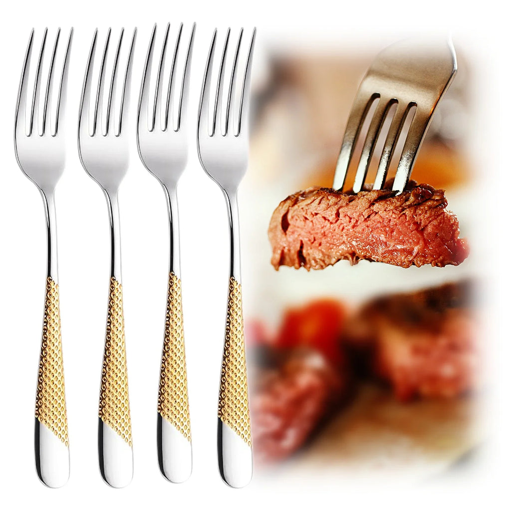 Hammered-Handle Stainless Steel Dinner Forks