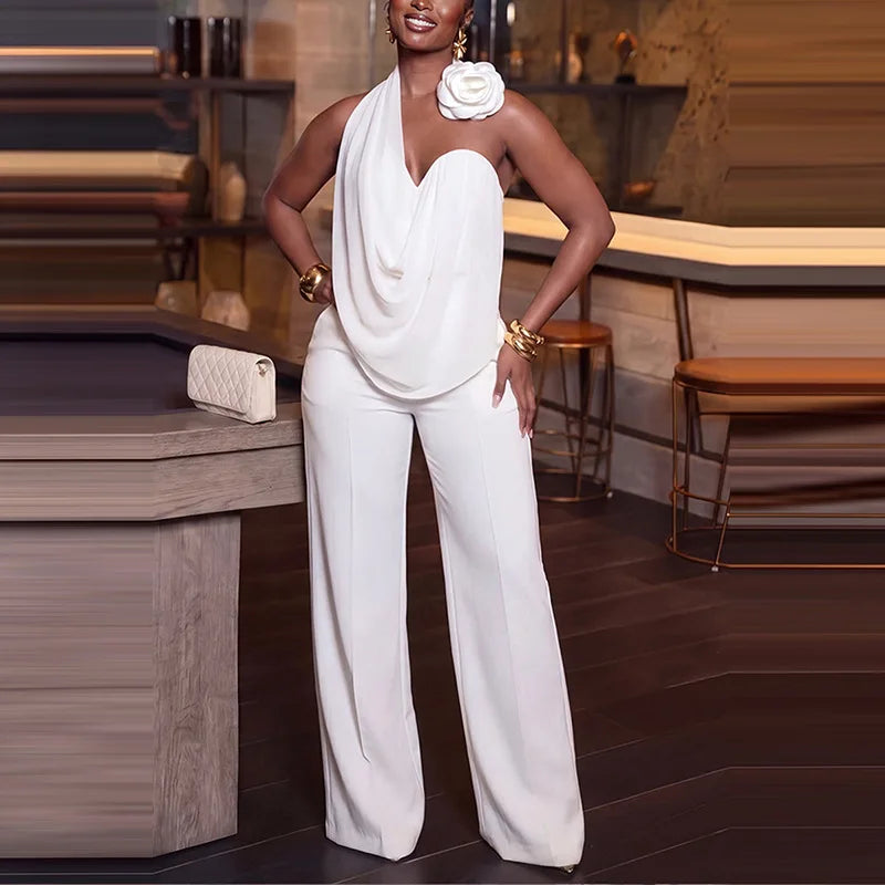 Women's Halter Top and Wide-Leg Pants Set