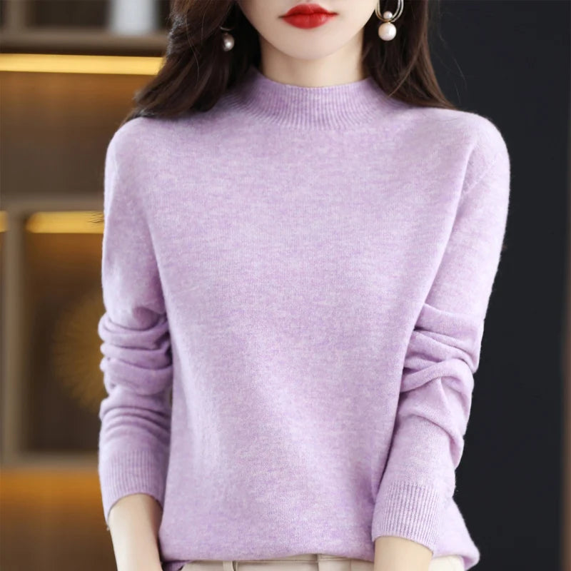 Women's Wool Mock-Neck Knit Sweater